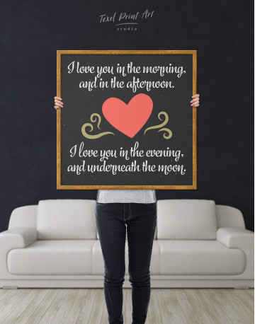 Framed I Love You In the Morning and In the Afternoon with Heart Canvas Wall Art - image 2