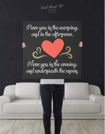 I Love You In the Morning and In the Afternoon with Heart Canvas Wall Art - image 2
