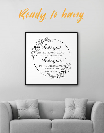 Framed Simple I Love You In the Morning and In the Afternoon Canvas Wall Art
