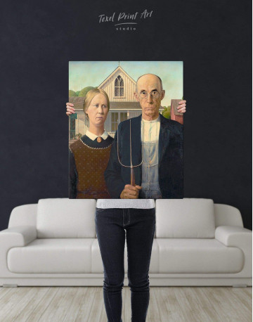 American Gothic by Grant Wood Canvas Wall Art - image 3