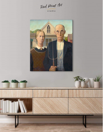 American Gothic by Grant Wood Canvas Wall Art - image 4