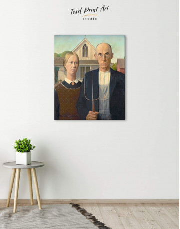 American Gothic by Grant Wood Canvas Wall Art