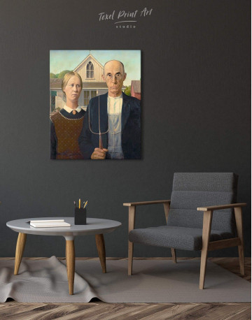 American Gothic by Grant Wood Canvas Wall Art - image 2