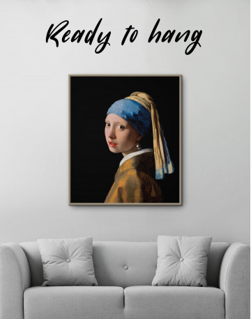 Framed Girl with a Pearl Earring by Johannes Vermeer Canvas Wall Art