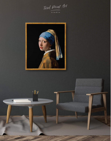 Framed Girl with a Pearl Earring by Johannes Vermeer Canvas Wall Art - image 3