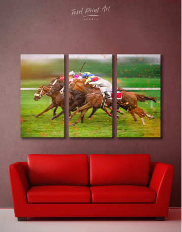 3 Panels Speedy Horse Racing Canvas Wall Art