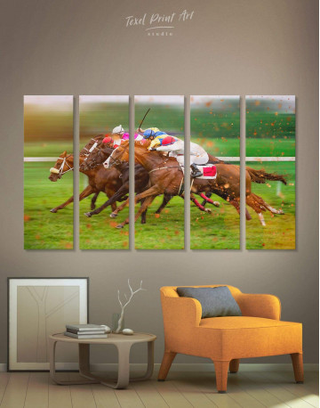 5 Pieces Speedy Horse Racing Canvas Wall Art