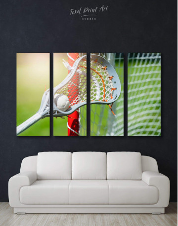 4 Panels Lacrosse Stick Canvas Wall Art