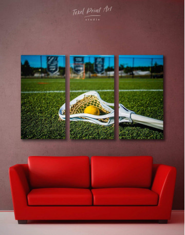 3 Panels Lacrosse Game Canvas Wall Art
