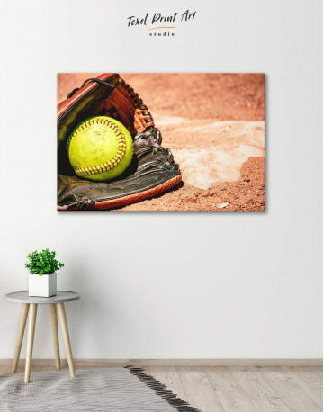 Softball Stick and Ball Canvas Wall Art