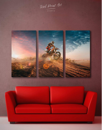 3 Panels Extreme Motocross Canvas Wall Art