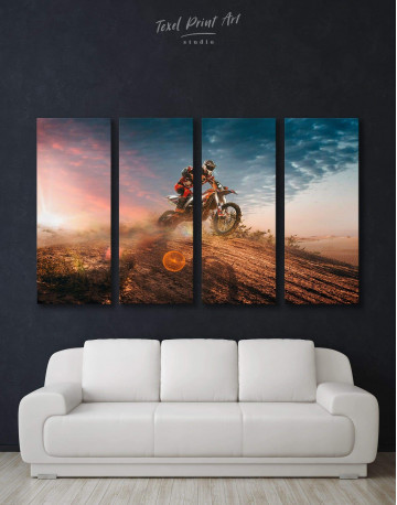 4 Panels Extreme Motocross Canvas Wall Art