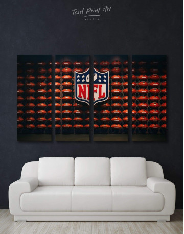 4 Panels NFL Rugby Logo Canvas Wall Art
