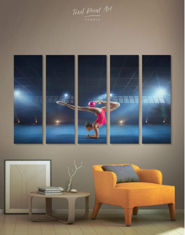 5 Panels Gymnastic Girl with Ball Canvas Wall Art