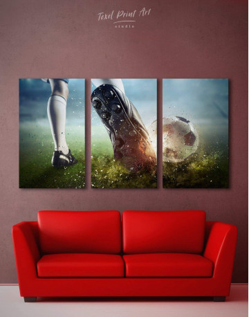 3 Pieces Soccer Player Canvas Wall Art
