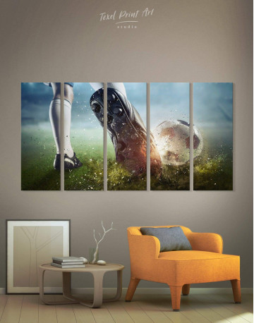 5 Pieces Soccer Player Canvas Wall Art