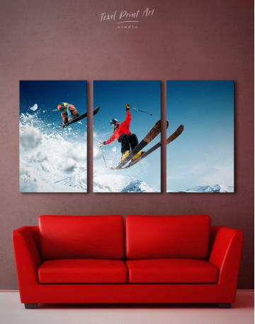 3 Panels Extreme Skiing Canvas Wall Art
