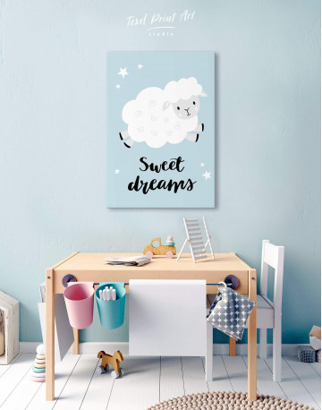 Sheep Nursery Sweet Dreams Canvas Wall Art - image 3
