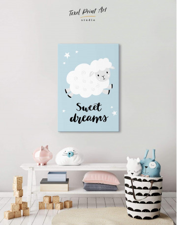 Sheep Nursery Sweet Dreams Canvas Wall Art
