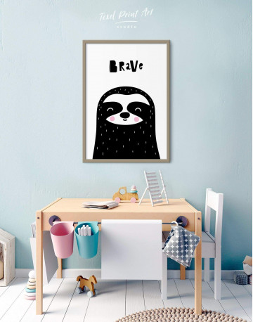 Framed Brave Sloth Nursery Animal Canvas Wall Art - image 6
