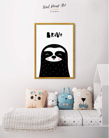 Framed Brave Sloth Nursery Animal Canvas Wall Art - image 5