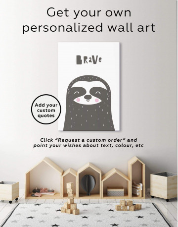 Brave Sloth Nursery Animal Canvas Wall Art - image 6