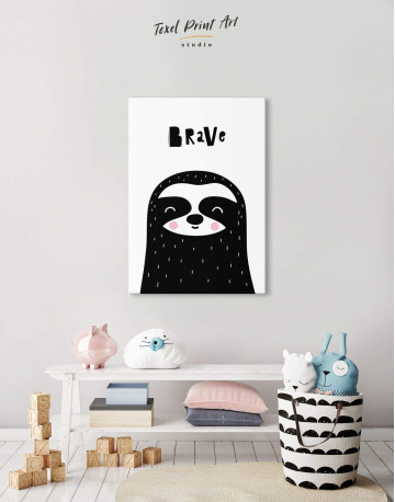 Brave Sloth Nursery Animal Canvas Wall Art