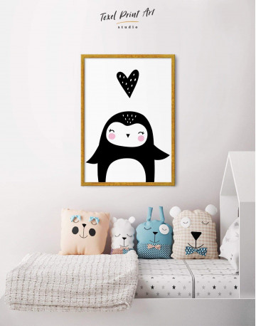Framed Penguin Nursery Animal Canvas Wall Art - image 2