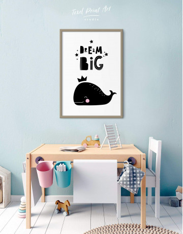 Framed Dream Big Whale Nursery Animal Canvas Wall Art - image 1
