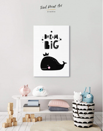 Dream Big Whale Nursery Animal Canvas Wall Art