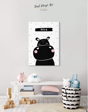 Hello Hippo Nursery Animal Canvas Wall Art - image 5