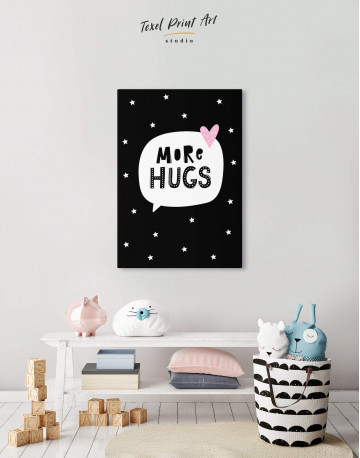 Black and White More Hugs Canvas Wall Art - image 5