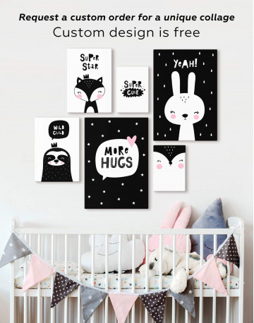 Black and White More Hugs Canvas Wall Art - image 2
