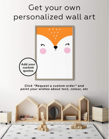 Framed Fox Nursery Animal Canvas Wall Art - image 1