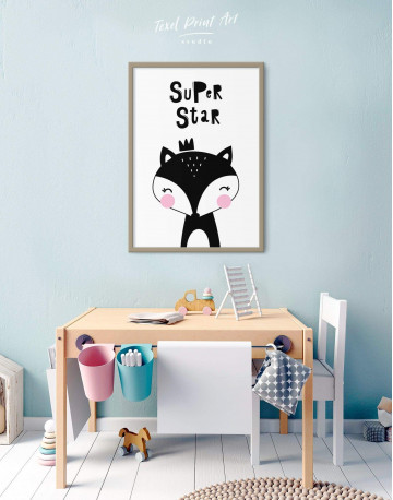 Framed Super Star Fox Nursery Animal Canvas Wall Art - image 1