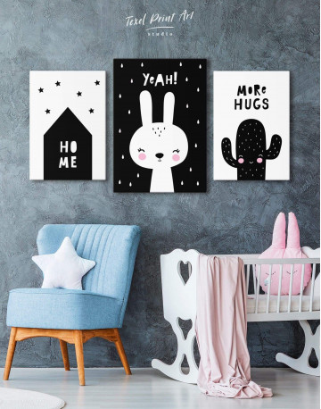 Yeah! Bunny Nursery Animal Canvas Wall Art - image 3