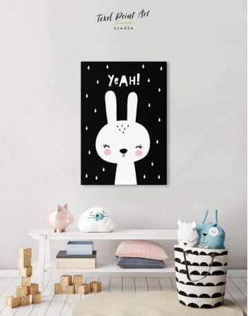 Yeah! Bunny Nursery Animal Canvas Wall Art - image 1