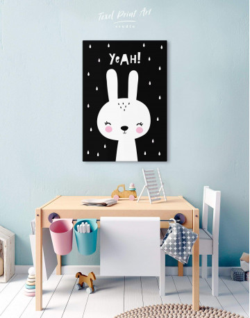 Yeah! Bunny Nursery Animal Canvas Wall Art