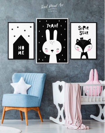 Framed Yeah! Bunny Nursery Animal Canvas Wall Art - image 4