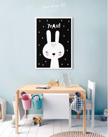 Framed Yeah! Bunny Nursery Animal Canvas Wall Art - image 2