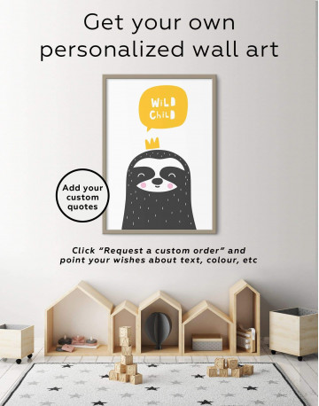 Framed Wild Child Sloth Nursery Animal Canvas Wall Art - image 6