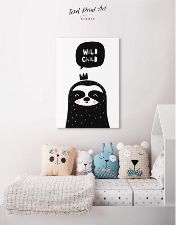 Wild Child Sloth Nursery Animal Canvas Wall Art - image 4