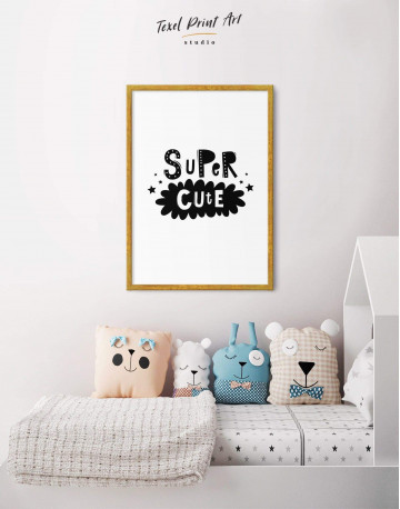 Framed Super Cute Monochrome Nursery Canvas Wall Art - image 1