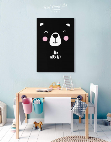 Be Brave Bear Nursery Animal Canvas Wall Art - image 2
