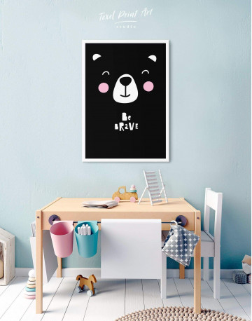 Framed Be Brave Bear Nursery Animal Canvas Wall Art - image 1