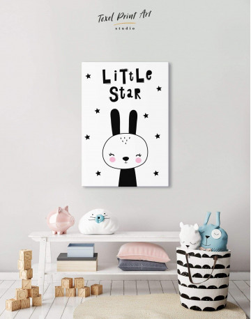 Little Star Bunny Nursery Animal Canvas Wall Art