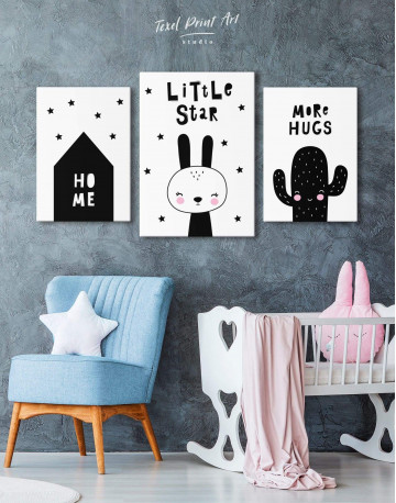 Little Star Bunny Nursery Animal Canvas Wall Art - image 3