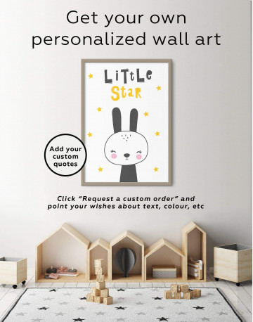 Framed Little Star Bunny Nursery Animal Canvas Wall Art - image 6