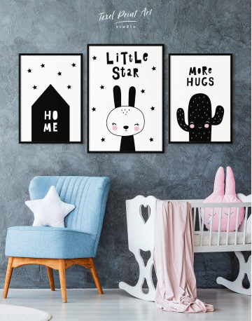 Framed Little Star Bunny Nursery Animal Canvas Wall Art - image 4