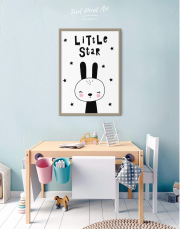 Framed Little Star Bunny Nursery Animal Canvas Wall Art - image 1
